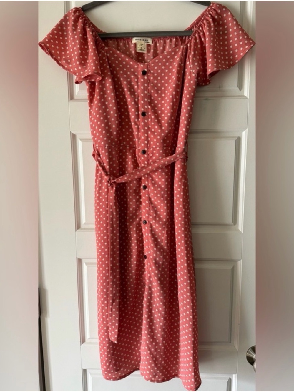 Monteau Polka Dot Midi Dress